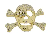 Skull Crossbone Blinged Iced Belt Buckle Tattoo Halloween Costume Gold Women Men