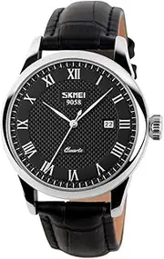 [MASTOP] Mens Analog Quartz Watch Roman Numeral Business Casual Wrist Watch Classic Calendar 30M Waterproof Comfortable Leather Watches