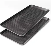 Vramy Multi-Purpose Boot Trays,Set of 2 Black Heavy Duty Shoe Trays for All Weather,Pet Feeding Mat,Use for Indoor and Outdoor,30" x 15" x 1.2"