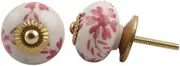 Indianshelf Handmade Pack of 6 Pink Ceramic Floral Unique Knobs Antique Door Pulls Cabinet Dresser Drawer Handles Cupboard Wardrobe