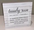 Laundry Room Sign "A Mystical Place" Shelf Sitter MDF Wood New 8"x8"