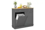 Giantex Kitchen Tilt Out Trash Cabinet Buffet Sideboard w/Adjustable Shelf Hidden Garbage Holder Kitchen Island Gray