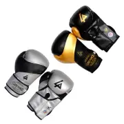 2 Pairs 14 Oz Pro Style Boxing Training Punching Sparring Gloves Black & Silver