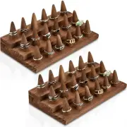 Wood Ring Display 2 Pieces Ring Holder for Jewelry Wooden Ring Stand Jewelry ...