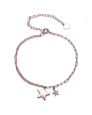 Genevive 18K Rose Gold Plated CZ Star Charm Bracelet