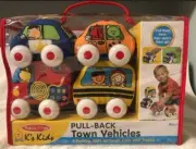 Melissa and Doug K's Kids Pull-Back Vehicle Set- Soft Car Toy Set of 4 - NEW!
