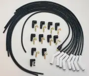 BB CHEVY FORD CERAMIC 45 135 DEGREE BOOT 8.5MM UNIVERSAL SPARK PLUG WIRES POINTS