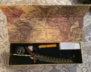 Antique Quill Pen Unique Half-Patterned Feather Pen Set with 6 Nibs 1 Bottle of