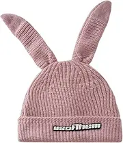 [SKUZA] Knitted Hat,Bunny Beanie Hat Rabbit Ears Beanie Winter Warm Hat Cute Bunny Hat Crochet Knit Cable Hat Skullies Beanie Long Ear Hat Bunny Cap