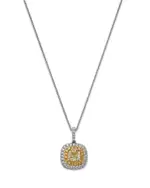 Bloomingdale's Fine Collection Yellow & White Diamond Halo Pendant Necklace in 18K White Gold, 18