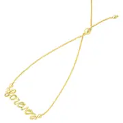 Forever In Script Element Bolo Friendship Adjustable Bracelet In 14K Yellow Gold, 9.25"