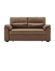 [Sarantino] 2 Seater Sofa Bed Lounge Futon Couch Modular Furniture Home Faux Velvet Fabric Brown