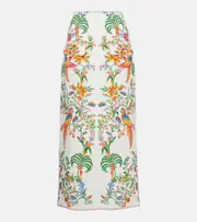 [Farm Rio] Farm Rio Printed linen midi skirt AU 6 multicoloured