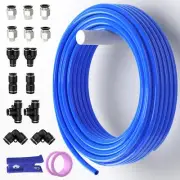 Blue 10mm Air Line Industrial PU Trachea Air Intake Hose Line Kit Fitting Too...