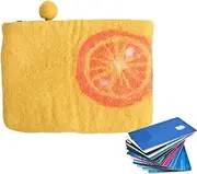 [Generic] Felted Wool Purse - Pear Wool Felt Coin Bag | Pear Coin Bag Orange Coin Storage Purse Felted Wallet Animal Wool Felt Small Wallet