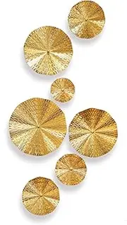 TEIPAI Gold Wall Decor for Living Room, 7PCS Gold Hanging Sculptures Bedroom Decoration, 3D Metal Leaf Wall Art with 5 Sizes, Large Modern Artwork for Home Office Bathroom Kitchen