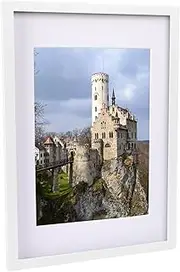 Nicola Spring 1x White A3 (12" x 17") Photo Frame with White A4 Mount - Glass Aperture Home Picture Wall Hanging Landscape Portrait Display