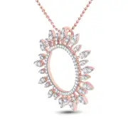 14k Rose Gold Round Diamond Sunburst Circle Pendant 3/4 Cttw
