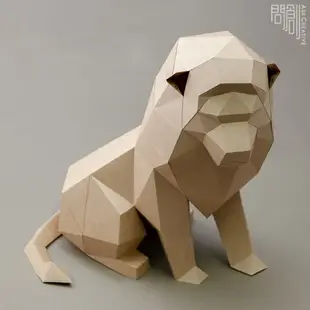 問創設計 DIY手作3D紙模型 禮物 擺飾 小動物系列 - 萬獸之王獅子 (4色可選)