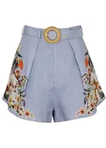 Zimmermann Lexi Floral-print Linen Shorts - Blue - 4 (UK 16 / XL) 4 (UK 16 / XL)