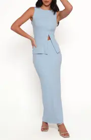 Petal & Pup Adeline Buttoned Top & Maxi Skirt Set in Light Blue at Nordstrom, Size Medium
