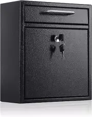 Metal Mailbox Wall Mount, Locking Mailbox with Key Lock, Medium Mailbox with Loc