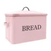 Metal Bread Box - Kitchen Countertop Pink Bread Storage Bin with Lid and hand...