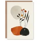 Greeting Card Rocks And Wild Flowers Bright Boho Japandi Style Birthday