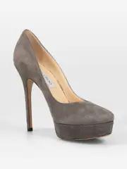 Grey Platform Suede Pumps