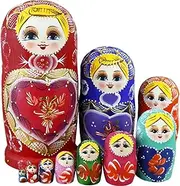 Nesting Dolls 1 Set(10Pcs) Girl Pattern Matryoshka Doll Wooden Colorful Matrioshka Russian Nesting Dolls Stacking Toys for Kids, Home Decoration, Gifts for Kids Matrioshka