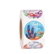 500 Pcs/roll Thank You Stickers For Gift Package Sealing Flower Cactus Labels Sticker Round Adhesive Stationery Sticker