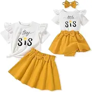 [CPEI] Big Sister Little Sister Matching Outfits,Toddler Baby Girl T-shirt/Romper Skirt Clothes Set