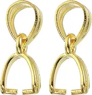 uxcell 2Pcs 925 Sterling Silver Pinch Bail, 11mm Pendant Clasp Pendant Bail Connector Pinch Clip Bail Clasp for Jewelry Making Supplies Bracelet Necklace DIY Craft, Gold