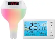 tieedhfu Pool Thermometer with LED Digital Gauge for Accurate Water Temperature Monitoring and RGB Ambient Light ABS, White
