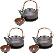 Set of three earthenware teapot steamed DG-5 heat-resistant earthenware teapot steamed [350cc] Made in China open fire [restaurant inn Japanese unit restaurant business unit tableware]