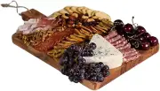 Acacia Wooden Serving Board with Handle - Party Charcuterie Tray for Pizza, Chee