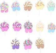 HAPINARY DIY Necklace Charms Lollipop Shaped Pendants 13pcs Polymer Clay Charm Decor for Jewelry Making