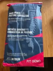 Fit Geno Black 2 In 1 Back Brace And Posture Corrector Size Medium *BRAND NEW!*