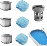 Rukjmqi Spa Filter Replacement Cartridge - 3X Hot Tub Maintenance Parts,Swimming Pond Strainer Parts with Protective Net for Garden Home
