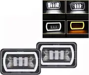 2PCS 6x4" Led Headlight 12-24V Led Work Light Square Hi/Lo Beam DRL Daytime Running Light Turn Signal Fog Lamp Compatible for Offroad 4x4(D623 2PCS)