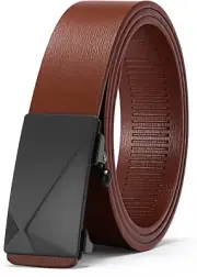 Ratchet Belt for Men Automatic Slide Buckle Adjustable Men Leather Belts for Dre