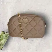 Badgley Mischka Small Quilted Chain Camera Bag Crossbody - Taupe - NWT