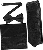 [WOFASHPURET] Men's Bow Tie Pocket Square Set with Tie Pre-tied Bow Tie for Men Fashionable Suit Accessory for Christmas Party