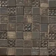 Pratt & Larson Rare Embossed Mosaic Tiles Matte Brown 49 pcs 8-1/2 x 8-1/2”