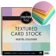 Paper Mill 12 x 12 inch 216gsm Textured Cardstock Pastel Colours 20 Sheets