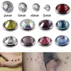 Steel CZ Crystal Dermal Anchor Dermal Piercing Flat Gem Surface Piercing