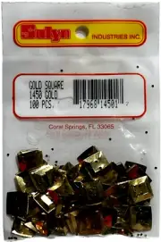 Vintage GOLD SQUARE Sequins Bag Sulyn 2 hole 10 mm Faceted 100 Pack Made in USA