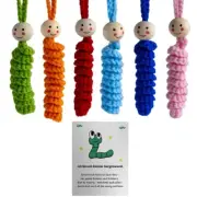 Hand Crocheted Cotton Yarns Worry Worm Sensory Comfort Toy with Cards