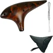 Oshhni 12 Hole Ocarinas Musical Instrument Lanyard Alto C Flute Ocarina Instrument Pure Tone for Gift Musician Husband Music Lovers, Yellow