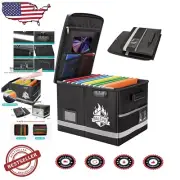 Fireproof Waterproof Document Box with Lock - Portable File Organizer, 16x12.5"